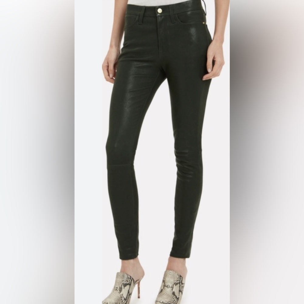 Frame Atlier le skinny de Jeanne soft leather green pants 25